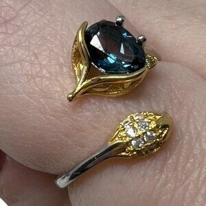 Fox Topaz Gemstone Adjustable gold sterling silver ring jewelry S925 NEW gift